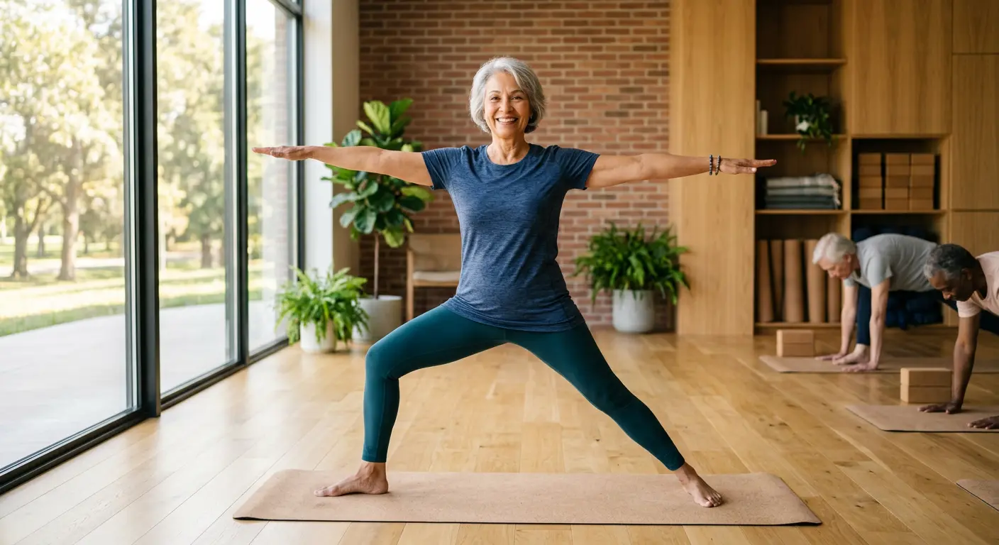 Senior in yoga studio